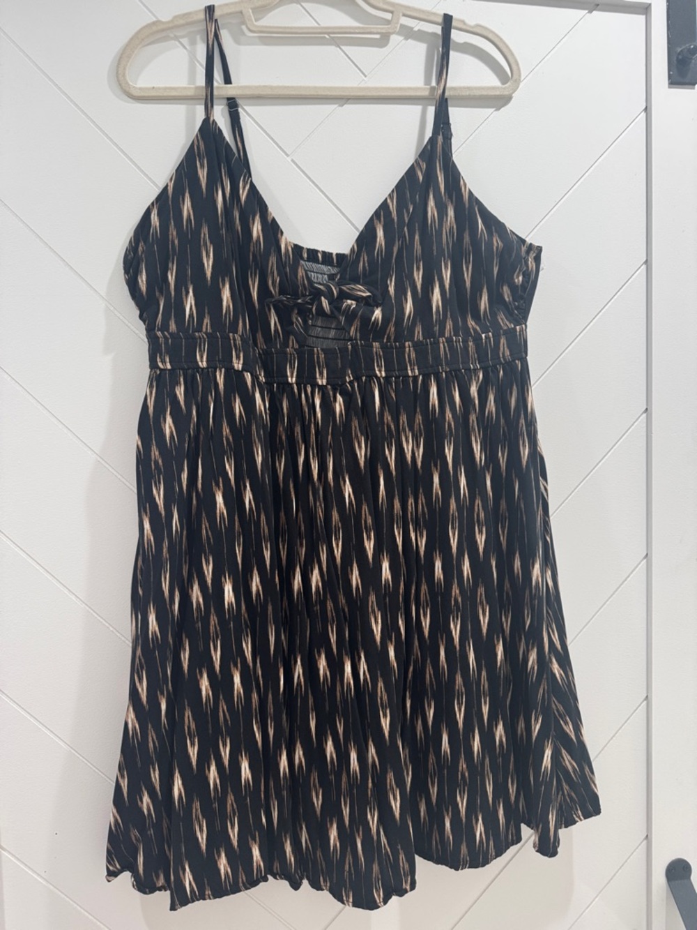 Banana Republic Black and Cream Mini Dress with Spaghetti Straps
